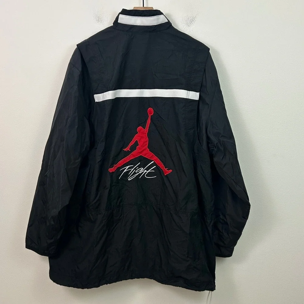 Vintage Jordan Flight Windbreaker Pullover Jacket Black Red Jumpman Logo XL - Picture 2 of 16
